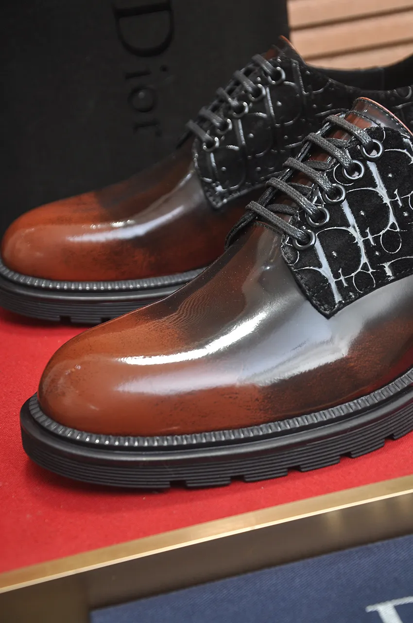 Men's shoes💰720💶【Dior】High-end goods Niuli Original order quality Dior —🆘.Dior original order purchasing, high-end leather shoes, fabric: imported from Italy open-edge beaded cowhide➕water-dyed cowhide/cowhide lining➕specially provided original outsole, fine workmanship, real-life shooting🎬size: 38-45 (45 customized)